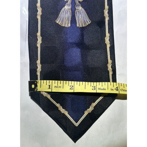 Baroque Black Greek Gold Silk Necktie Lot XL Bundle Medallion Formal Party Set - Picture 10 of 11